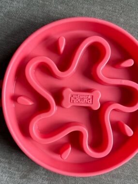 Outward Hound orange pink Slow-Feed Maze Bowl